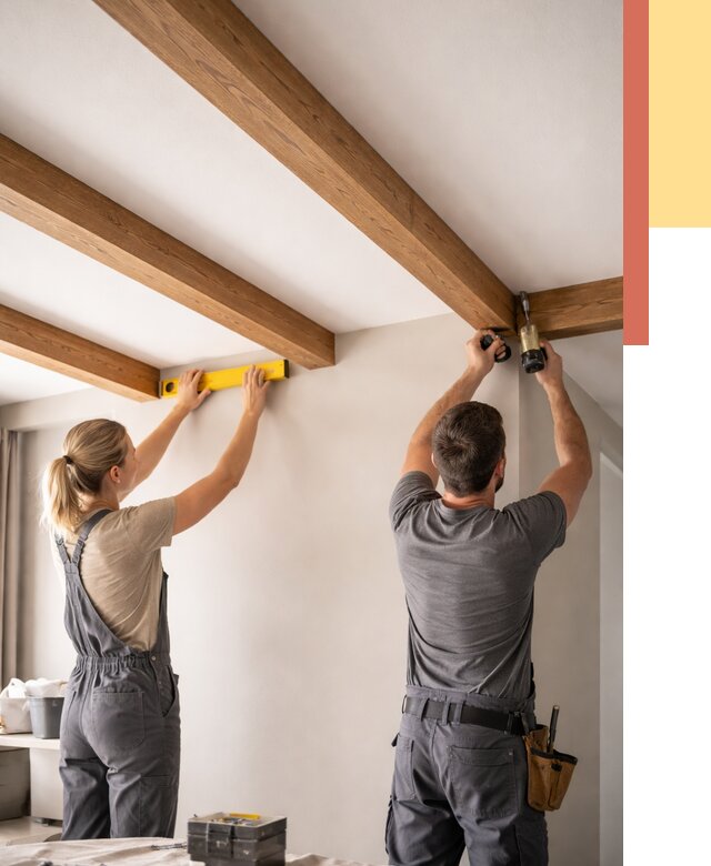 Монтаж декоративных балок на потолок в Новочеркасске от 4298 руб. — ОТДЕЛОЧНИК-Нвч